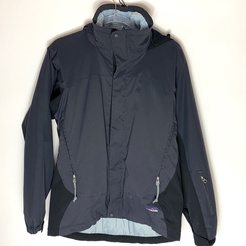 Patagonia black hooded fleece lined jacket size Small